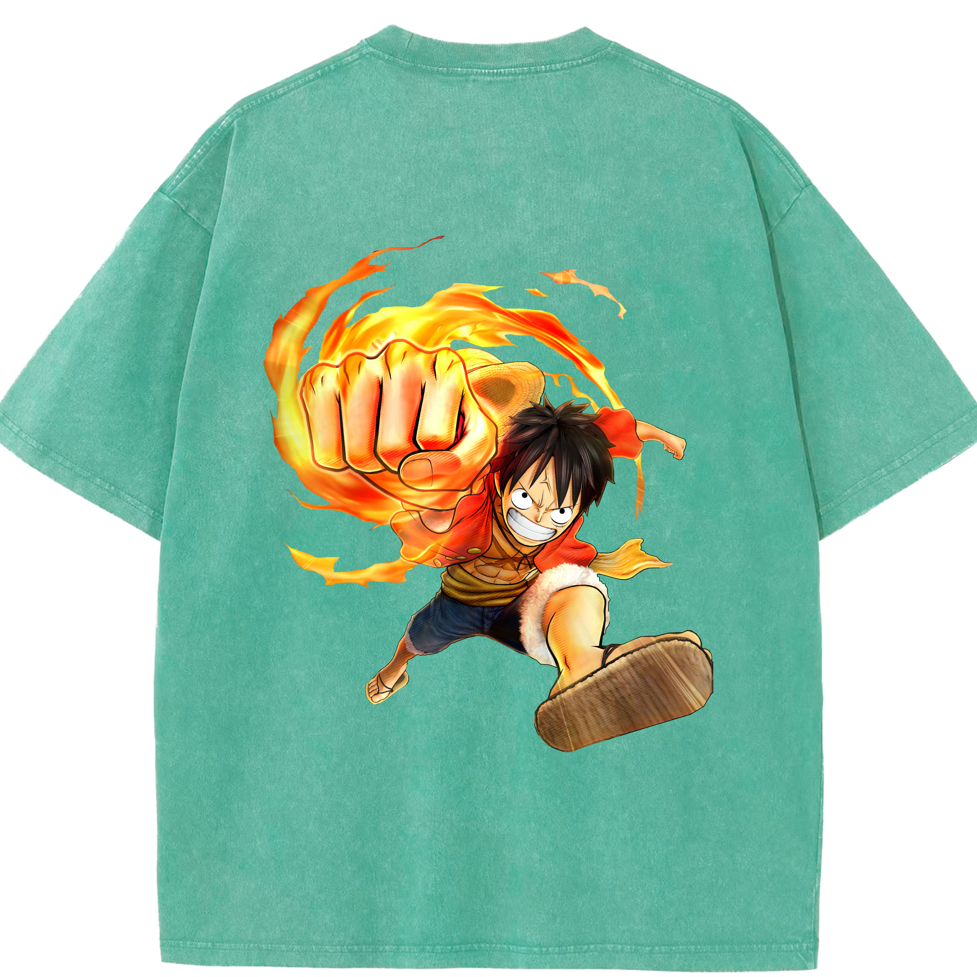 ワンピース モンキー・D・ルフィ ONE PIECE Monkey D. Luffy 綿100% ヴィンテージ風 半袖Tシャツ（背面プリント）